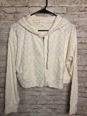 Nia Womens Jacket Crop Top Size Small Oversized Cream Color Long Sleeve NWT